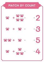 correspondance par nombre de papillons, jeu pour enfants. illustration vectorielle, feuille de calcul imprimable vecteur