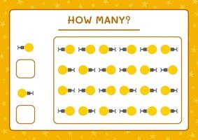 combien de lumières de noël, jeu pour enfants. illustration vectorielle, feuille de calcul imprimable vecteur