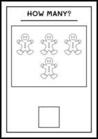 combien de biscuits au pain d'épice, jeu pour les enfants. illustration vectorielle, feuille de calcul imprimable vecteur