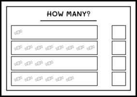 combien de bonbons de noël, jeu pour enfants. illustration vectorielle, feuille de calcul imprimable vecteur