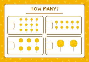 combien de sucette, jeu pour enfants. illustration vectorielle, feuille de calcul imprimable vecteur