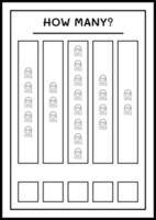 combien de sac cadeau, jeu pour enfants. illustration vectorielle, feuille de calcul imprimable vecteur