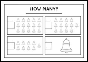 combien de cloche de noël, jeu pour enfants. illustration vectorielle, feuille de calcul imprimable vecteur