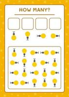 combien de lumières de noël, jeu pour enfants. illustration vectorielle, feuille de calcul imprimable vecteur