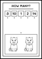 combien de chat, jeu pour enfants. illustration vectorielle, feuille de calcul imprimable vecteur