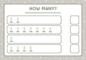 combien de bougie, jeu pour enfants. illustration vectorielle, feuille de calcul imprimable vecteur