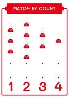 match par comptage de flacon de chimie, jeu pour enfants. illustration vectorielle, feuille de calcul imprimable vecteur