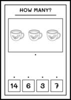 combien de tasse de noël, jeu pour enfants. illustration vectorielle, feuille de calcul imprimable vecteur