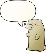 ours de dessin animé mignon et bulle de dialogue dans un style de dégradé lisse vecteur