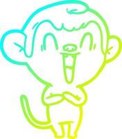 ligne de gradient froid dessinant un singe riant de dessin animé vecteur