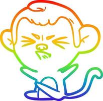 arc en ciel gradient ligne dessin dessin animé singe en colère vecteur