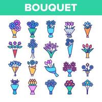 bouquets, bouquets de fleurs ensemble d'icônes vectorielles vecteur