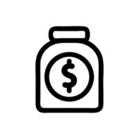 vecteur d'icône de tirelire dollar. illustration de symbole de contour isolé