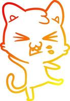 ligne de gradient chaud dessinant un sifflement de chat de dessin animé vecteur