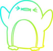 ligne de gradient froid dessinant un pingouin de dessin animé vecteur