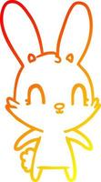 ligne de gradient chaud dessinant un lapin de dessin animé mignon vecteur