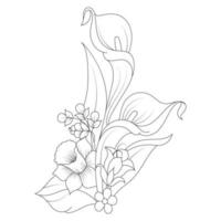 dessin au trait fleur, illustration florale vecteur