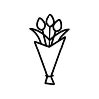 tulipes dans le vecteur d'icône d'emballage. illustration de symbole de contour isolé
