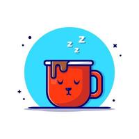 illustration d'icône vectorielle de dessin animé mignon café chaud endormi. concept d'icône de nourriture et de boisson isolé vecteur premium. style de dessin animé plat