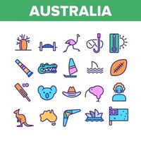 australie pays nation icônes culturelles set vector