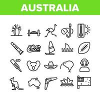 australie pays nation icônes culturelles set vector