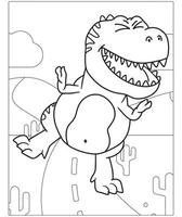 belle page de coloriage de dinosaure pour enfants. peinte à la main dans un style dessin animé avec une belle image à colorier. parc jurassique. paysage préhistorique imprimable. vecteur