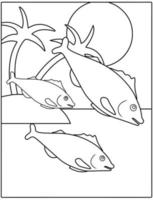 page de coloriage des animaux de la mer pour les enfants. illustration vectorielle de poisson. vecteur