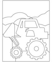 coloriage de dessin animé. véhicules de chantier. livre de coloriage pour kids.outline vecteur