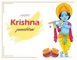 carte de voeux joyeux krishna janmashtami vecteur