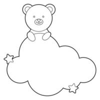 livre de coloriage pour enfants. dessinez un ours mignon de bande dessinée dormant dans les nuages basé sur le dessin. vecteur isolé sur fond blanc.