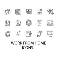travailler à partir de l'ensemble d'icônes à domicile. travail à domicile éléments vectoriels de symbole de pack pour le web infographique vecteur