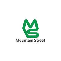 résumé, lettre, ms, vert, montagne, rue, logo, vecteur