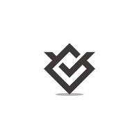 lettre gl carré géométrique lié ombre logo vecteur