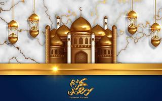 conception de la mosquée d'or pour le mois de ramadan kareem vecteur