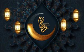 ramadan kareem fond de croissant de lune doré vecteur