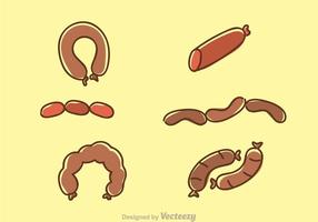 Icônes de dessin animé de saucisses vecteur