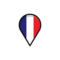 illustration de carte de france, emplacement, vacances, voyage. icône du logo du drapeau et carte de france. vecteur