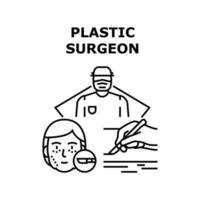 illustration noire de concept de vecteur de chirurgien plasticien