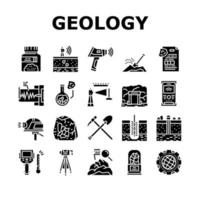 géologie, recherche, collection, icônes, ensemble, vecteur