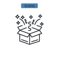 icônes de boîte surprise symbole éléments vectoriels pour le web infographique vecteur