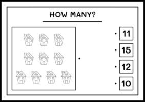 combien de maison, jeu pour enfants. illustration vectorielle, feuille de calcul imprimable vecteur