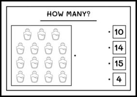 combien de bouteille de potion, jeu pour enfants. illustration vectorielle, feuille de calcul imprimable vecteur