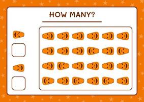 combien de citrouille, jeu pour enfants. illustration vectorielle, feuille de calcul imprimable vecteur