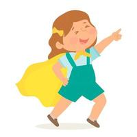 petite fille portant un costume de super-héros. concept de sensibilisation au cancer infantile vecteur