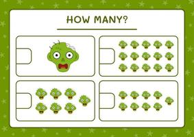 combien de zombies, jeu pour enfants. illustration vectorielle, feuille de calcul imprimable vecteur