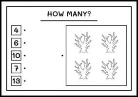 combien d'arbre mort, jeu pour enfants. illustration vectorielle, feuille de calcul imprimable vecteur