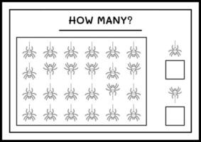 combien d'araignée, jeu pour les enfants. illustration vectorielle, feuille de calcul imprimable vecteur