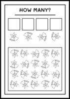 combien de cloche de noël, jeu pour enfants. illustration vectorielle, feuille de calcul imprimable vecteur