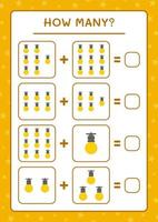 combien de lumières de noël, jeu pour enfants. illustration vectorielle, feuille de calcul imprimable vecteur