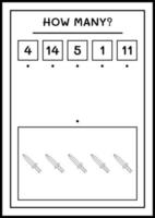 combien d'épée, jeu pour les enfants. illustration vectorielle, feuille de calcul imprimable vecteur